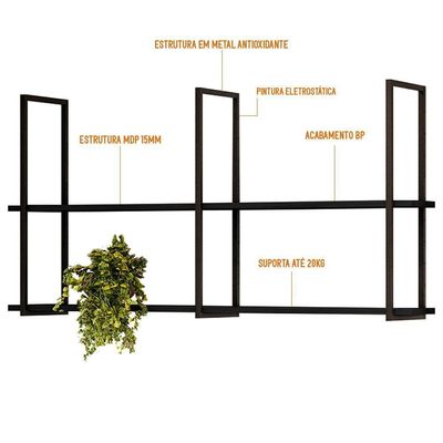 Prateleira Industrial Multiuso 135Cm Design D01 Preto