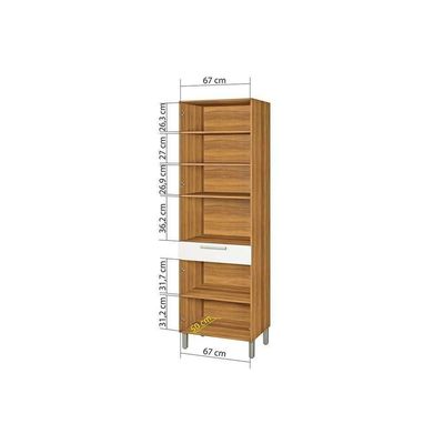 Paneleiro De Cozinha Burguesa C/ 4 Portas E 1 Gaveta (1 Forno) 70cm Freijo/grafite - Nesher