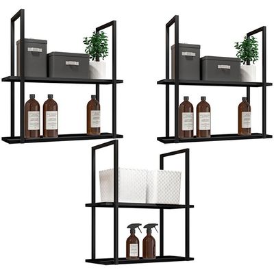 Kit 03 Prateleiras Multiuso D01 Design Preto Fosco