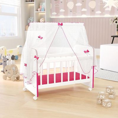 Kit 4 Berços Para Boneca Brinquedo Infantil Branco Rosa