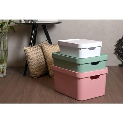 Caixa Organizadora Cube Azul Glacial 32 L Com Tampa 46 X 36 X 24,5 Cm