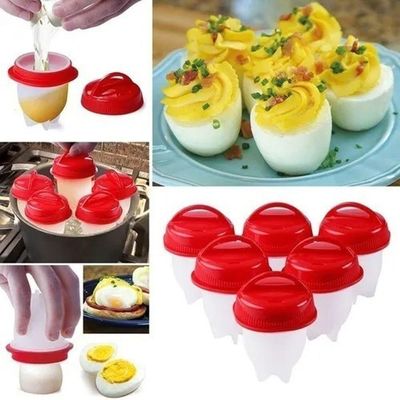 6 Forma De Silicone Cozinhar Ovos Fácil E Rápido Formas Egg.