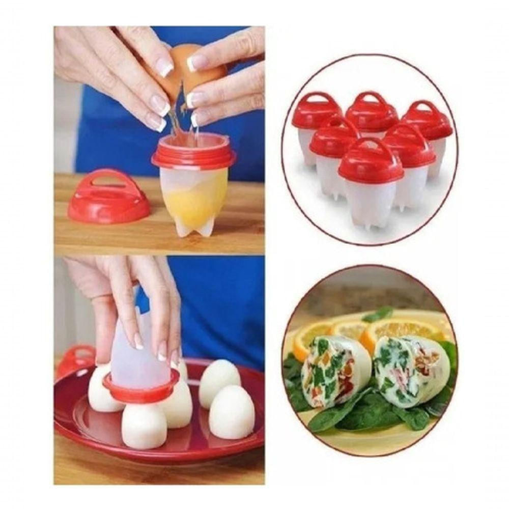 6 Forma De Silicone Cozinhar Ovos Fácil E Rápido Formas Egg.