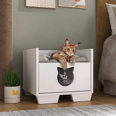 Cama Pet Para Gato Com 1 Gaveta Multimóveis Mp4127 Branca Branco