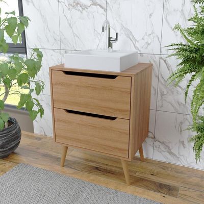 Gabinete Banheiro 60cm 2 Gavetas Retrô Multimóveis Cr10119 Amêndoa Amêndoa
