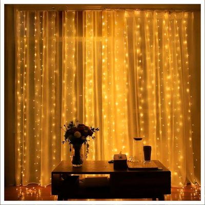 Cascata Cortina De Natal 780 Led Luz Amarela 8 Funções 5x3m 220v