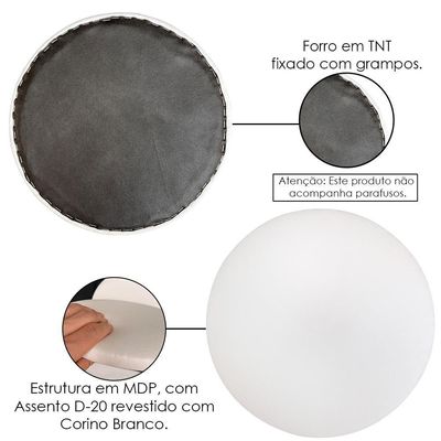 Kit 08 Assentos Redondo Branco 39 Cm
