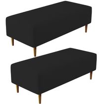 16987118098671 Kit 02 Puffs Bali W01 Pés Palito 120x50 Cm Suede Preto