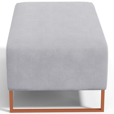Kit 02 Puffs Decorativo Sala De Estar Cléo 90cm W01 Base Ferro Cobre Suede Cinza - Lyam Decor