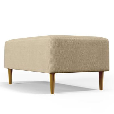 Puff Sala De Estar Cléo Pés Palito 90 Cm Linho Bege Escuro