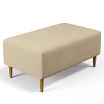 16987098439588 Puff Sala De Estar Cléo Pés Palito 90 Cm Linho Bege Escuro