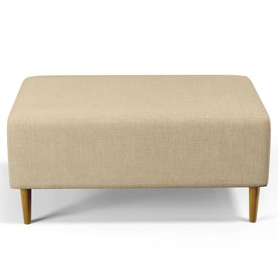 Puff Sala De Estar Cléo Pés Palito 90 Cm Linho Bege Escuro
