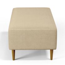 Puff Sala De Estar Cléo Pés Palito 90 Cm Linho Bege Escuro