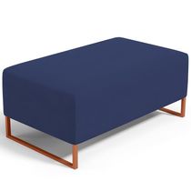 16987091549702 Puff Decorativo Sala De Estar Cléo 90cm Base De Ferro Cobre W01 Suede Azul Marinho - Lyam Decor