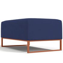 Puff Decorativo Sala De Estar Cléo 90cm Base De Ferro Cobre W01 Suede Azul Marinho - Lyam Decor