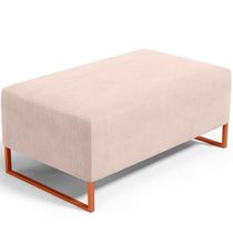 16987092089757 Puff Decorativo Sala De Estar Cléo 90Cm Cobre W01 Suede Bege