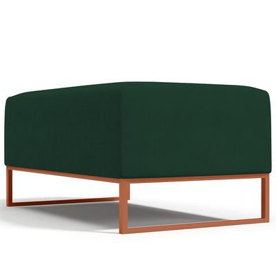 Kit 02 Puffs Decorativo Sala De Estar Cléo 90cm W01 Base Ferro Cobre Suede Verde Musgo - Lyam Decor