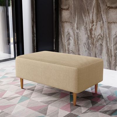 Puff Sala De Estar Cléo Pés Palito 90 Cm Linho Bege Escuro