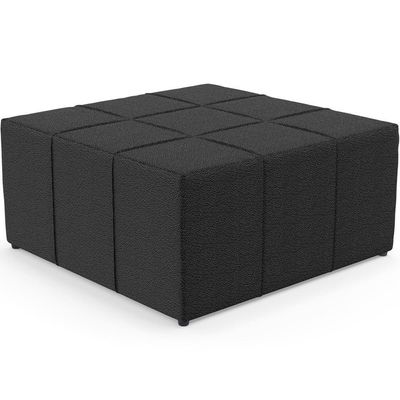 Kit 2 Puffs Decorativos Para Sala De Estar Quadrado Milano 90x90cm W01 Bouclê Preto - Lyam Decor