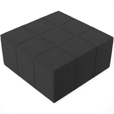 Kit 2 Puffs Decorativos Para Sala De Estar Quadrado Milano 90x90cm W01 Bouclê Preto - Lyam Decor