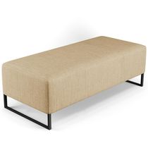 16987076422421 Puff Sala De Estar Base Ferro 120x50 Cm Linho Bege Escuro