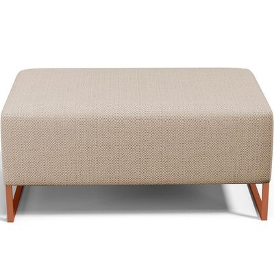 Kit 02 Puffs Decorativo Sala De Estar Cléo 90cm W01 Base Ferro Cobre Linho Bege Escuro - Lyam Decor