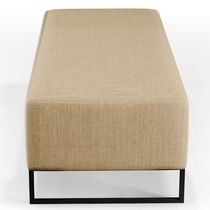 16987076422421 Puff Sala De Estar Base Ferro 120x50 Cm Linho Bege Escuro