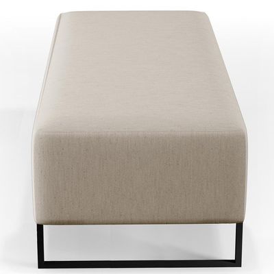 Puff Sala De Estar Bali W01 Base Ferro 120x50 Cm Linho Bege
