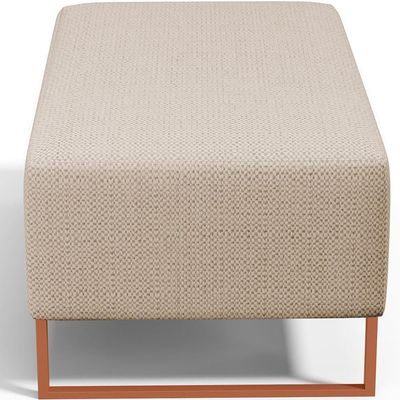 Kit 02 Puffs Decorativo Sala De Estar Cléo 90cm W01 Base Ferro Cobre Linho Bege Escuro - Lyam Decor