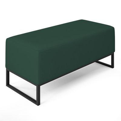 Kit 02 Puffs Cléo W01 Base Ferro 90 Cm Suede Verde Musgo