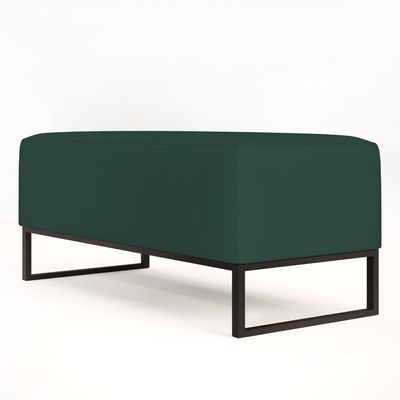 Kit 02 Puffs Cléo W01 Base Ferro 90 Cm Suede Verde Musgo
