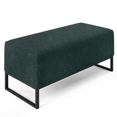 Kit 02 Puffs Cléo W01 Base Ferro 90 Cm Linho Verde Musgo