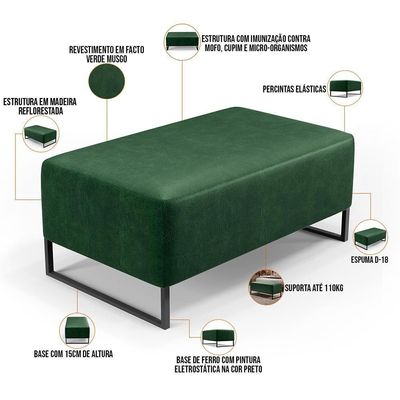 Kit 02 Puff Cléo W01 Base De Ferro 90cm Facto Verde Musgo