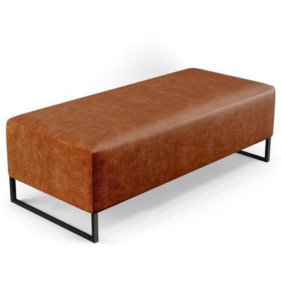 Kit 02 Puffs Decorativo Bali W01 Base Ferro 120X50 Cm Camel