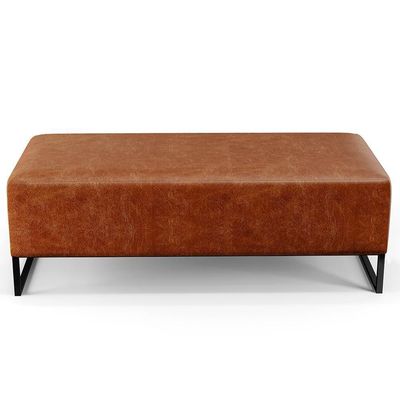 Kit 02 Puffs Decorativo Bali W01 Base Ferro 120X50 Cm Camel