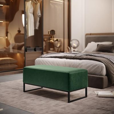 Kit 02 Puff Cléo W01 Base De Ferro 90cm Facto Verde Musgo