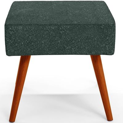 Puff Banqueta Decorativa Com Pés Palito Linho Verde Musgo