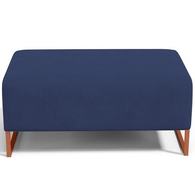 Kit 02 Puffs Decorativo Sala De Estar Cléo 90cm W01 Base Ferro Cobre Suede Azul Marinho - Lyam Decor