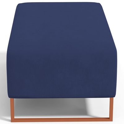 Kit 02 Puffs Decorativo Sala De Estar Cléo 90cm W01 Base Ferro Cobre Suede Azul Marinho - Lyam Decor