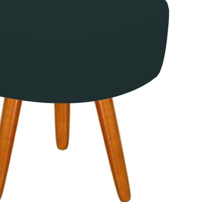Puff Decorativo Lavinia Suede Pes Castanho Azul Marinho