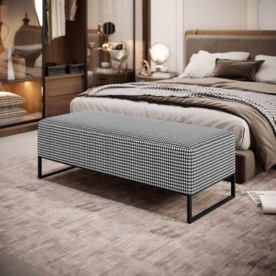 Kit 02 Puffs Bali W01 Base Ferro 120x50 Cm Suede Pied Poule