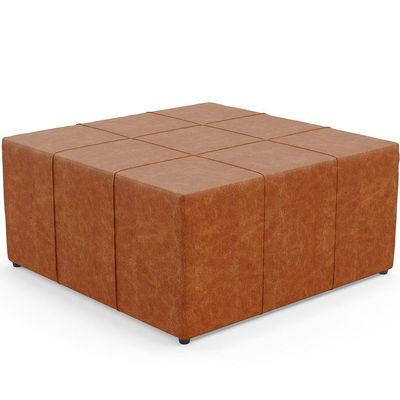 Kit 2 Puffs Quadrado Milano 90x90cm W01 Couríssimo Camel