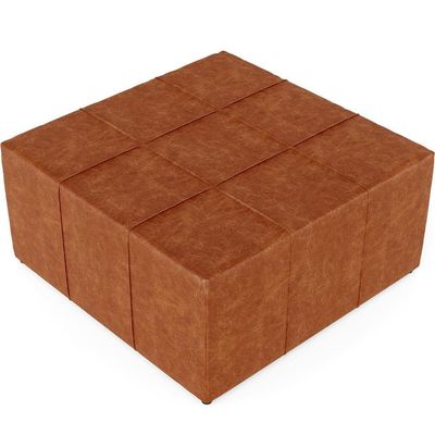 Kit 2 Puffs Quadrado Milano 90x90cm W01 Couríssimo Camel
