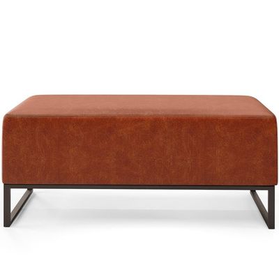 Kit 02 Puff Cléo W01 Base De Ferro 90 Cm Couríssimo Camel