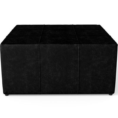 Kit 2 Puffs Quadrado Milano 90x90cm W01 Couríssimo Preto