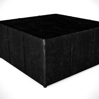 Kit 2 Puffs Quadrado Milano 90x90cm W01 Couríssimo Preto