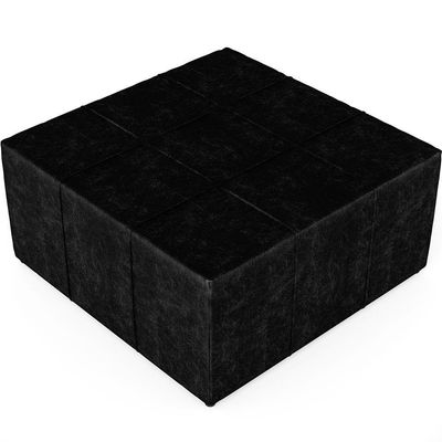 Kit 2 Puffs Quadrado Milano 90x90cm W01 Couríssimo Preto