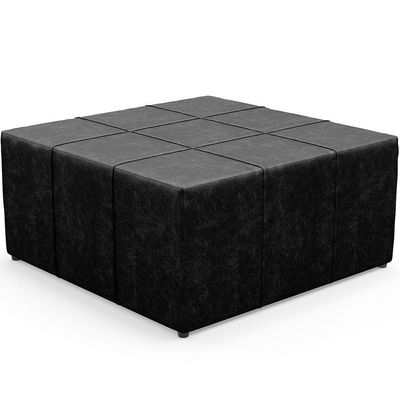 Kit 2 Puffs Quadrado Milano 90x90cm W01 Couríssimo Preto