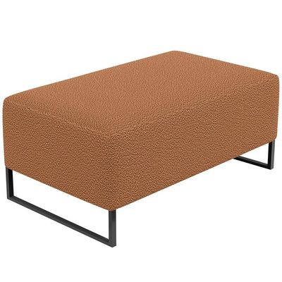 Kit 02 Puffs Decorativo Sala De Estar Cléo 90Cm Base De Ferro Preto W01 Bouclê Terracota
