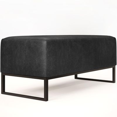 Kit 2 Puff Base De Ferro 90cm Couríssimo Preto Brilho